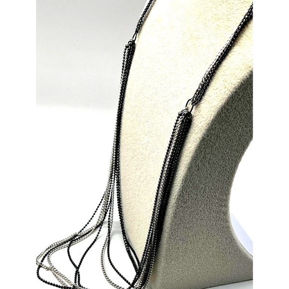 Multi-Layered Black & Silver Chain Necklace. A16 - Picture 4 of 7